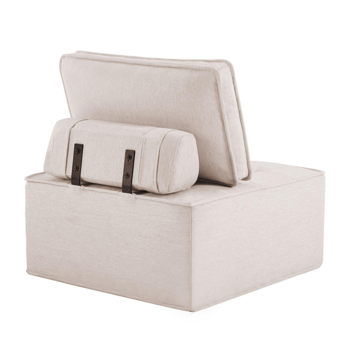 SESSEL modulare Sitzgarnitur Beige aus Leinen 85/65/75 cm - Beige, Holzwerkstoff (81/81/81cm) - OKWISH