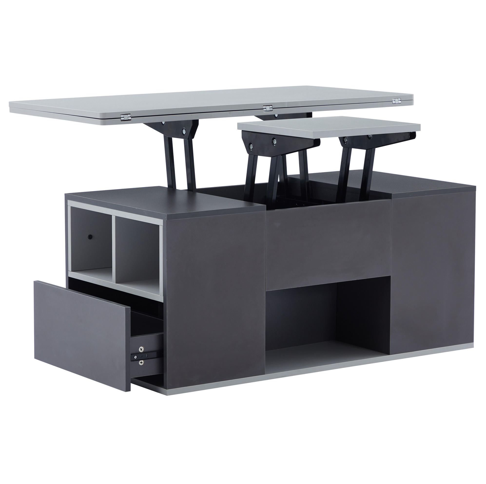 COUCHTISCH 100/51 cm höhenverstellbar mit Stauraum in Grau - Grau, Holzwerkstoff (100/51/47cm) - BEAOK