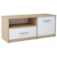 FERNSEHKOMMODE BODO 1D1S Sonoma Eiche-Weiß 98/35/42 cm - Weiß/Sonoma Eiche, Holzwerkstoff (98/42/35cm) - Matkam Möbel