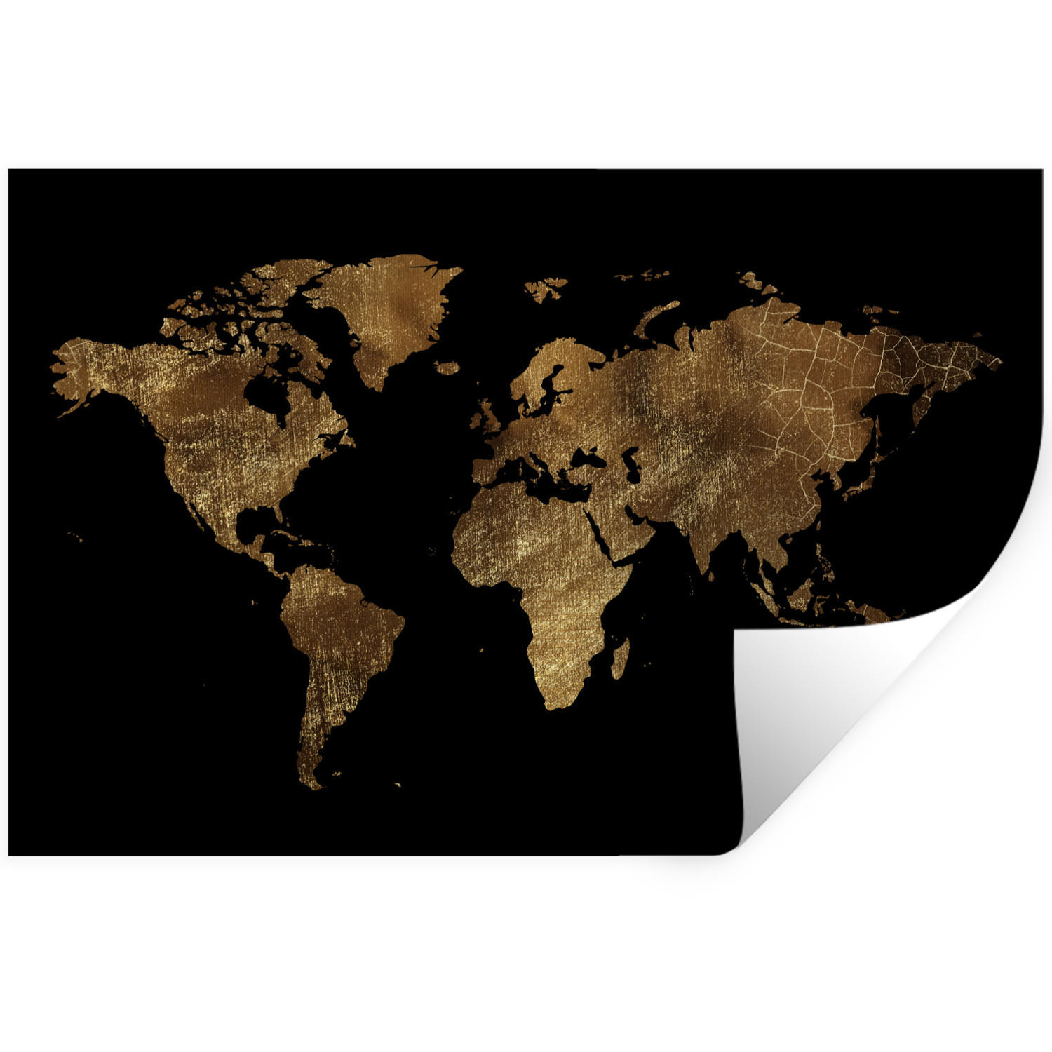 WANDTATTOO Weltkarte - Gold - Luxus - Erde - Schwarz 60x40 cm - Goldfarben, Kunststoff (60/40/0.1cm) - MuchoWow