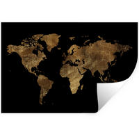 WANDTATTOO Weltkarte - Gold - Luxus - Erde - Schwarz 60x40 cm - Goldfarben, Kunststoff (60/40/0.1cm) - MuchoWow