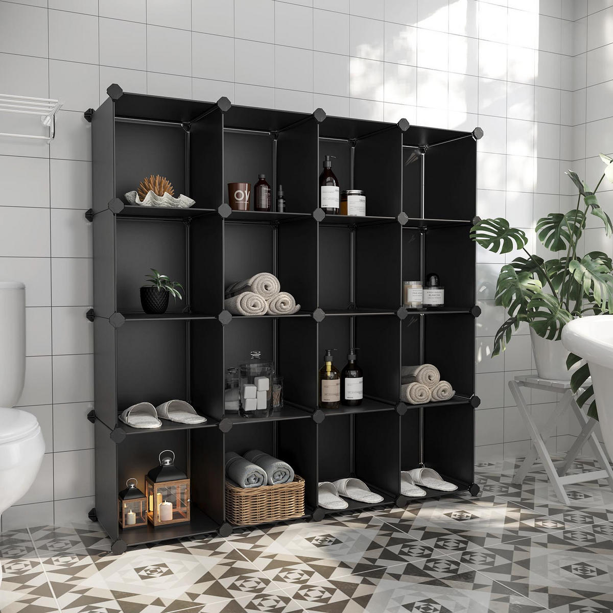 STECKREGALSYSTEM - Schwarz, Kunststoff (31/125/125cm) - Hansiro