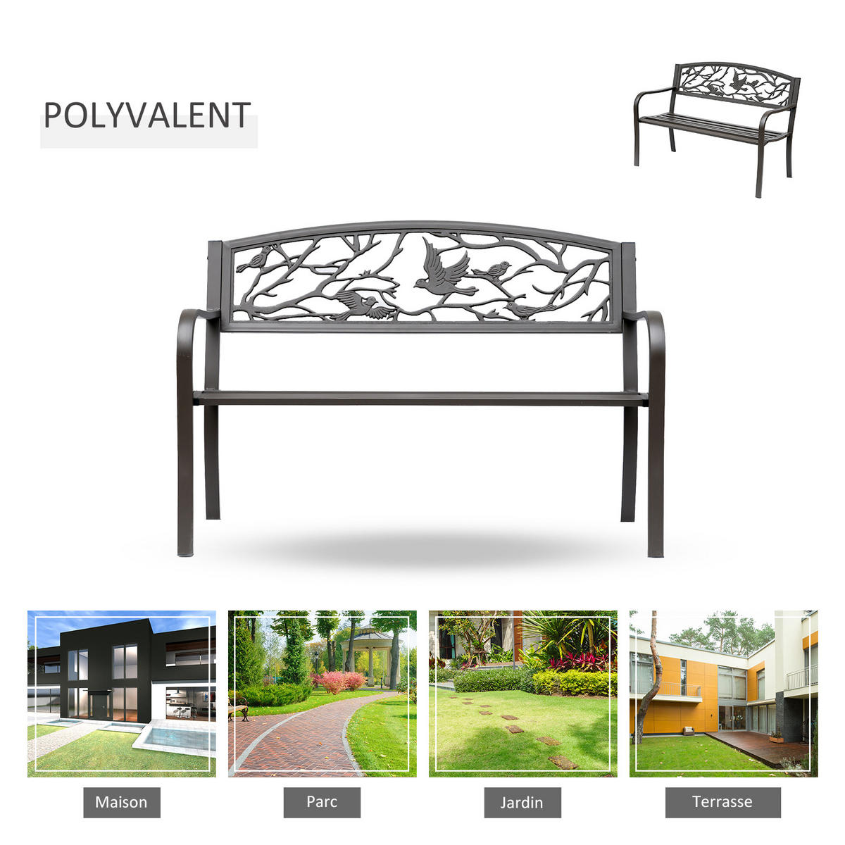 GARTENBANK DE-17750 Braun - Braun, Metall (127/85/60cm) - ComfortXL