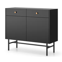 SIDEBOARD Dinley 2T 2S Schwarz 104,4/89,4/39 cm – mit schwarzen Beinen im minimalistischen Design - Schwarz, Holzwerkstoff/Metall (104.4/89.4/39cm) - AX Living