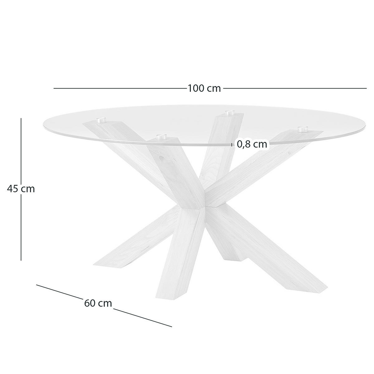 COUCHTISCH - Oval - Glas / Eiche massiv - Eichefarben/Schwarz, Glas/Holz (60/100/45cm) - home24