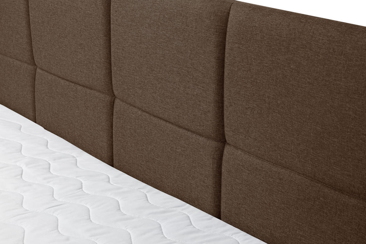BOXBETT DORIS mit 2 Bettkästen, 160x200, Farbe: Braun, Velourstoff, mit Bonell-Matratze inkl. Topper - Braun, Holz/Kunststoff (160/200cm) - VENASI MÖBEL