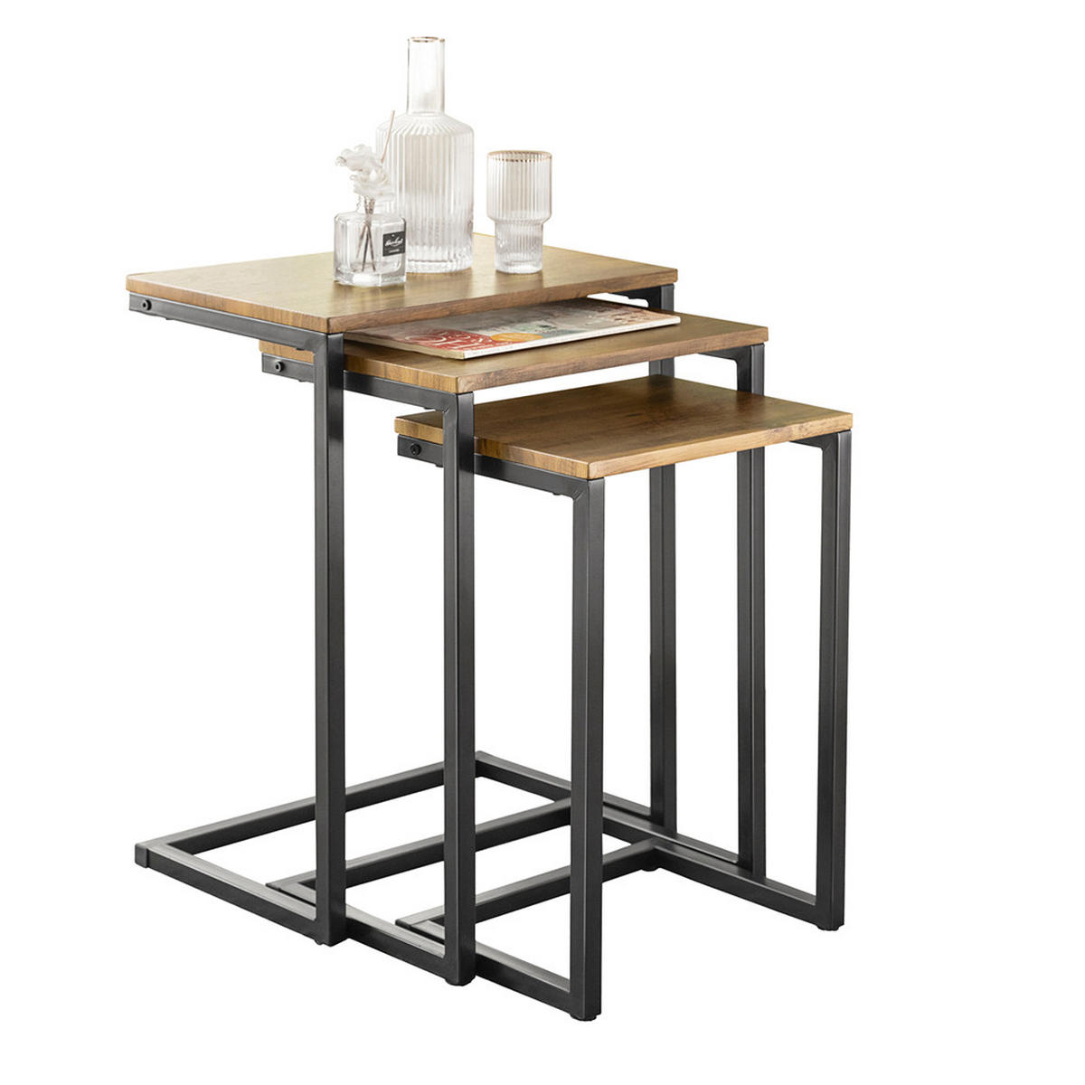 COUCHTISCH 3er Set Braun - Naturfarben, Holzwerkstoff (30/46/61cm) - SoBuy
