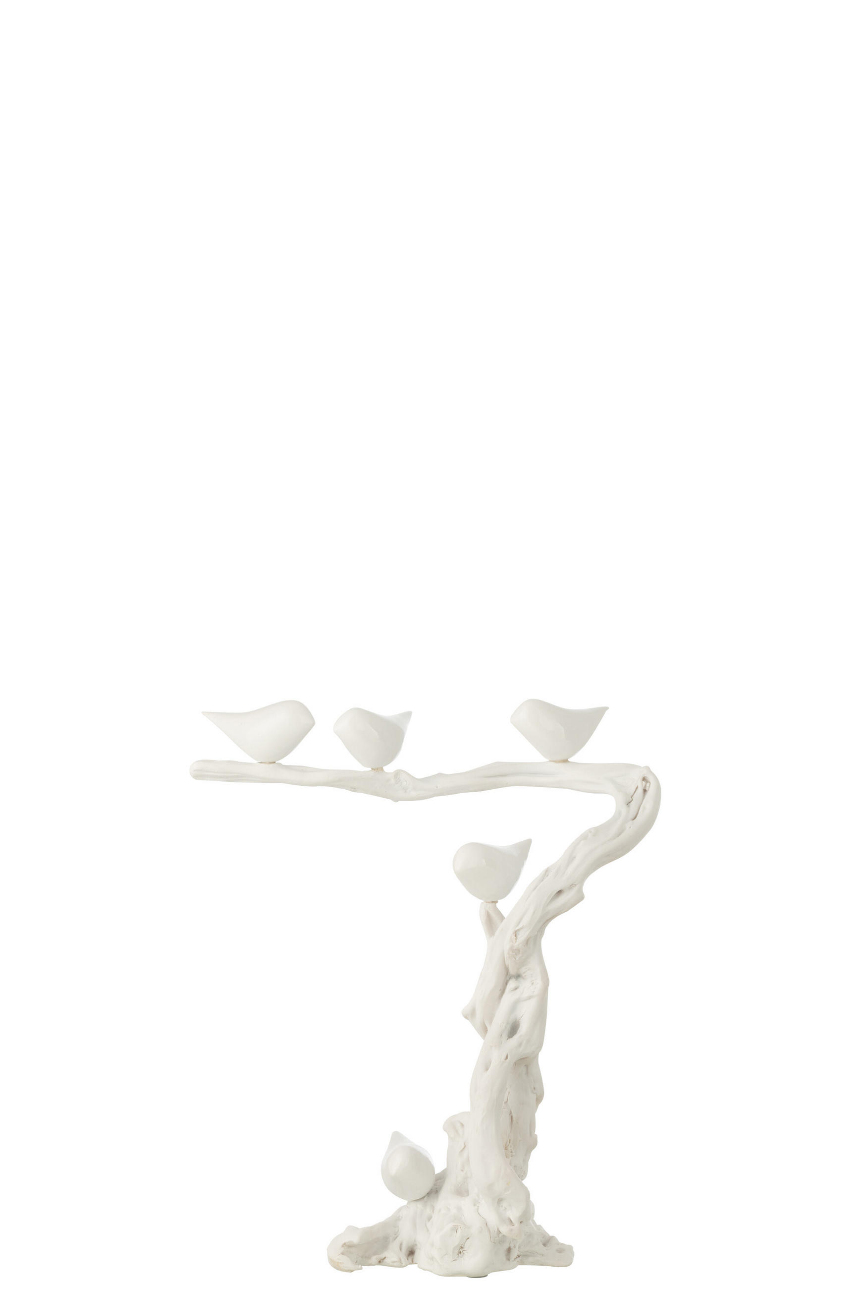 DEKOOBJEKT VOGEL AUF ZWEIG Weiß - Weiß, Glas/Naturmaterialien (18.5/46/38cm) - J-Line