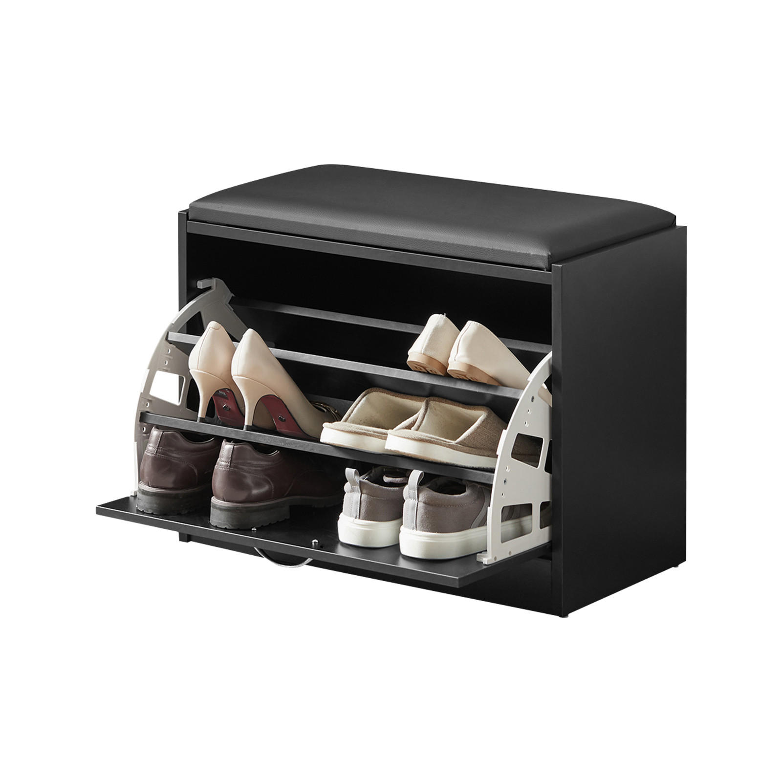 SCHUHBANK Schwarz - Schwarz, Holzwerkstoff (60/47/30cm) - SoBuy