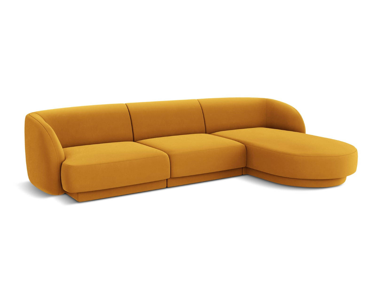 ECKSOFA rechts Miley aus Samt gelb 4 Sitzplätze - Gelb, Textil (156/255cm) - Micadoni