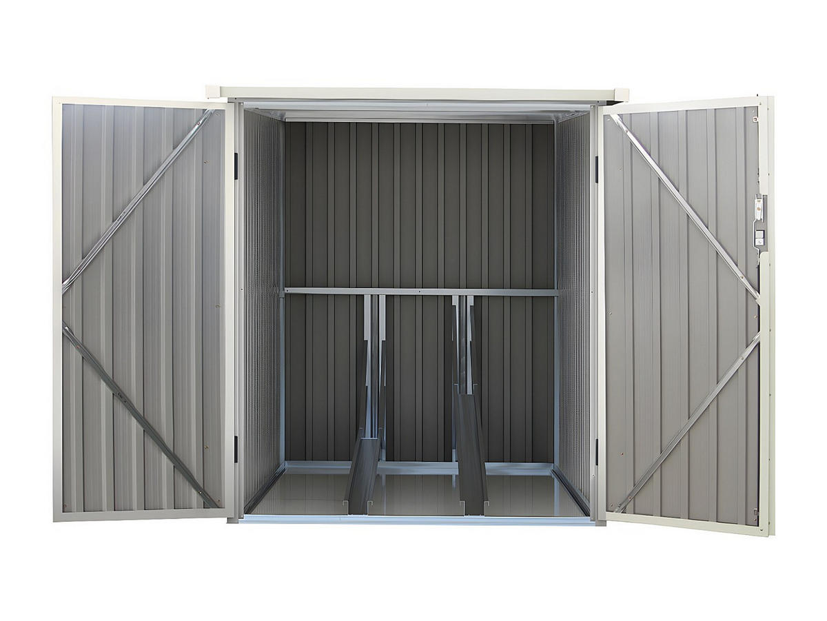 FAHRRADUNTERSTAND Fahrradschuppen - Stahl - 2,81 m² - NIKI - Anthrazit, Metall (128/142/189cm) - Vente-Unique