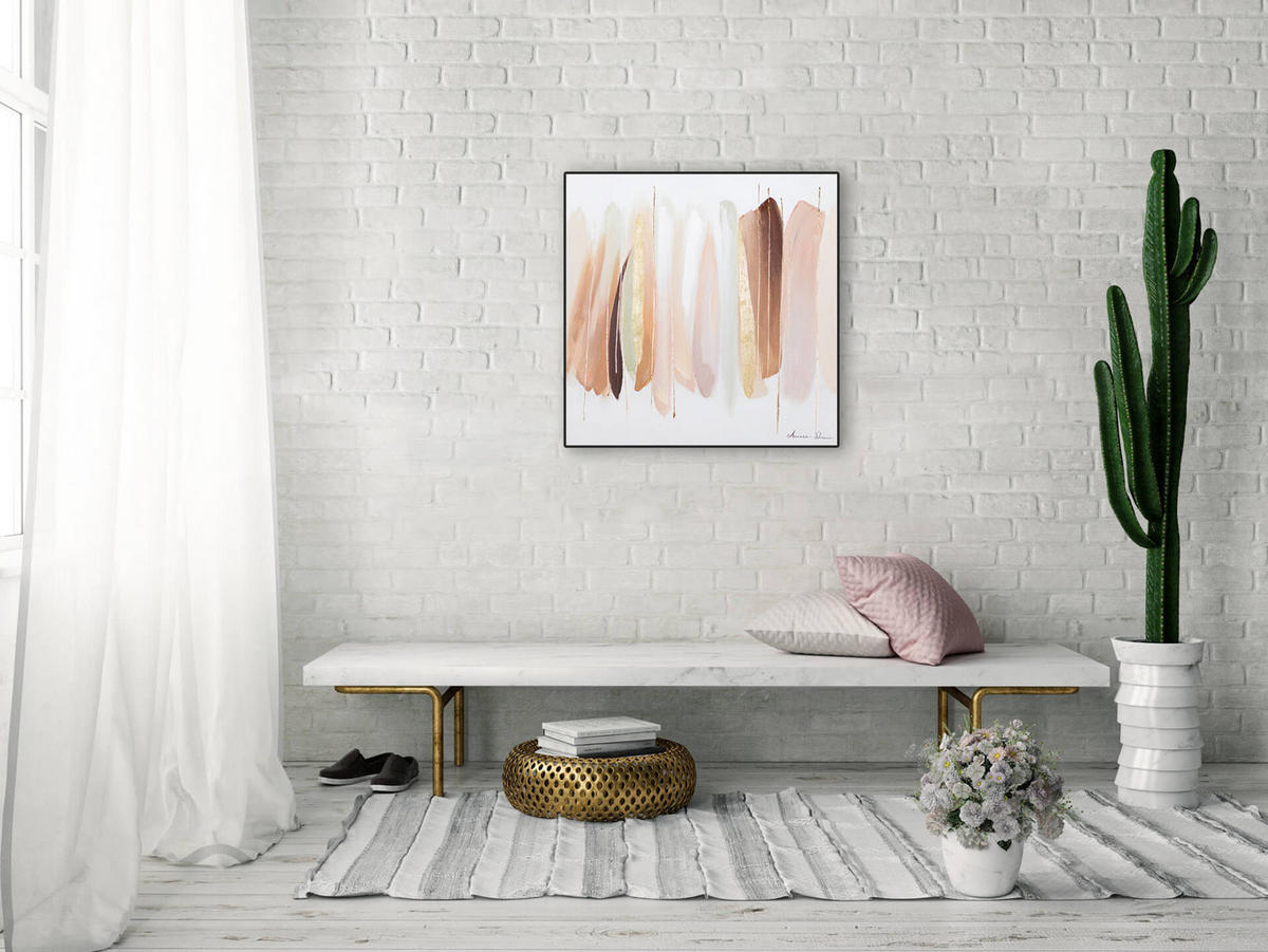 ÖLGEMÄLDE 60/60 cm - Pink/Beige, Holz/Textil (1.7/60cm) - KUNSTLOFT