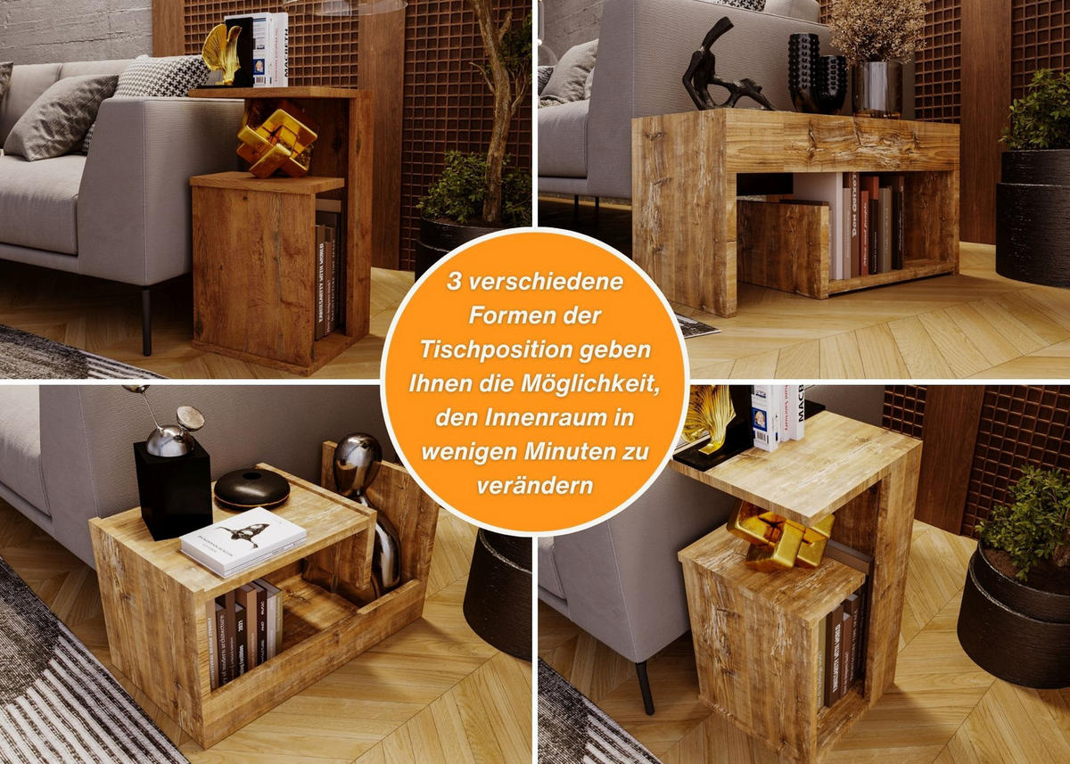 WOHNZIMMERTISCH für Couch 3 mögliche Aufstellmöglichkeiten Nussbaumfarben 33/60/34cm - Nussbaumfarben, Holzwerkstoff (33/60/34cm) - CraftPAK