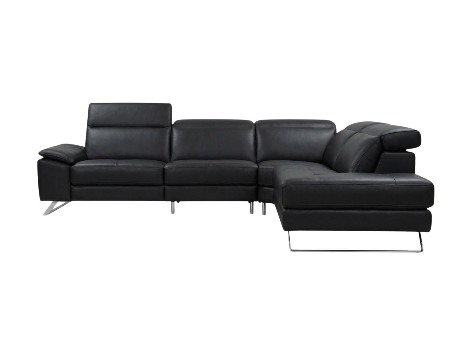 ECKSOFA Genius Echtleder Schwarz - Schwarz, Leder/Metall (264/230cm)