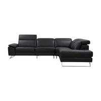 ECKSOFA Genius Echtleder Schwarz - Schwarz, Leder/Metall (264/230cm)