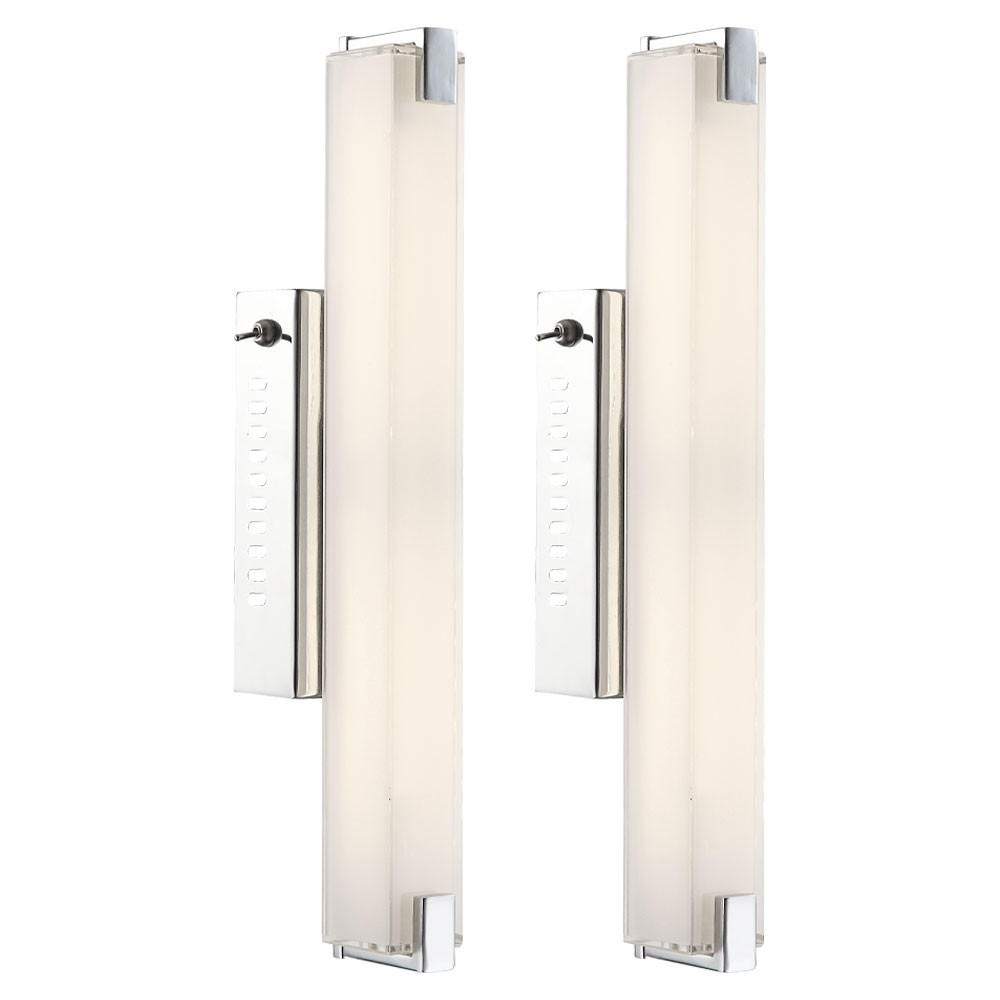 LED WANDLEUCHTE Chrom satiniertes Glas 2er Set - Silberfarben, Glas (6/9.4/38cm) - Globo Lighting