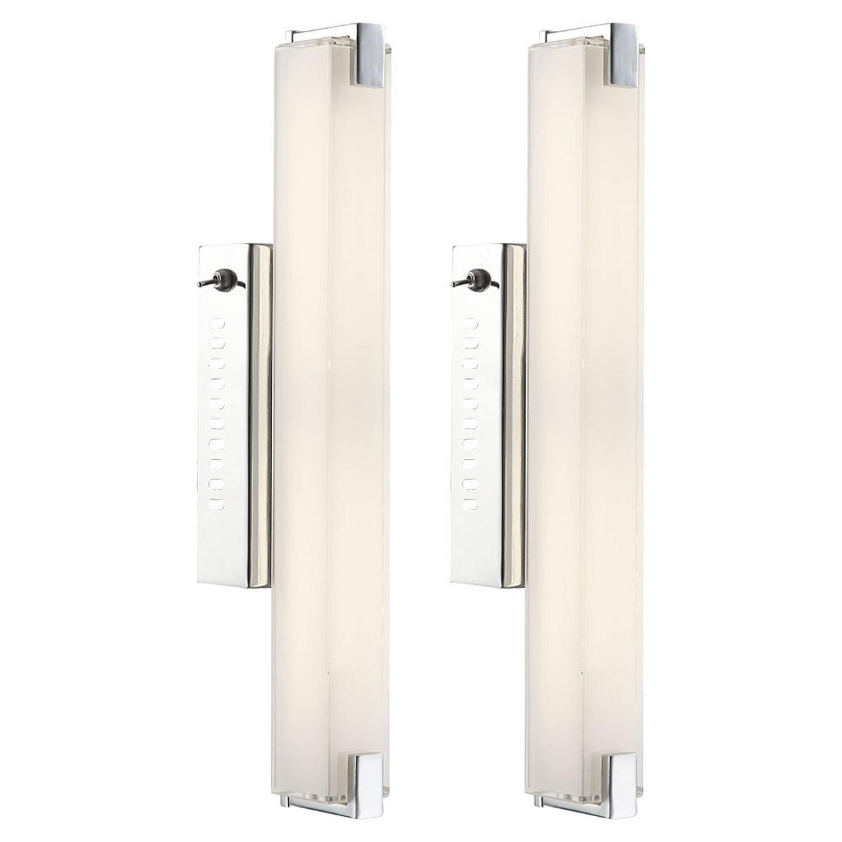 LED WANDLEUCHTE Chrom satiniertes Glas 2er Set - Silberfarben, Glas (6/9.4/38cm) - Globo Lighting