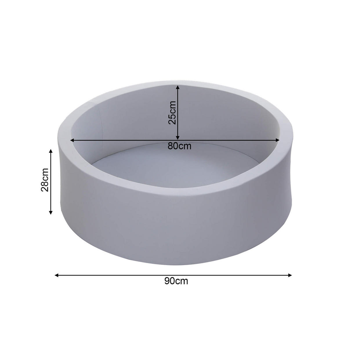 BÄLLEBAD Grau 90/90/28 cm - Grau, Kunststoff (90/90/28cm)