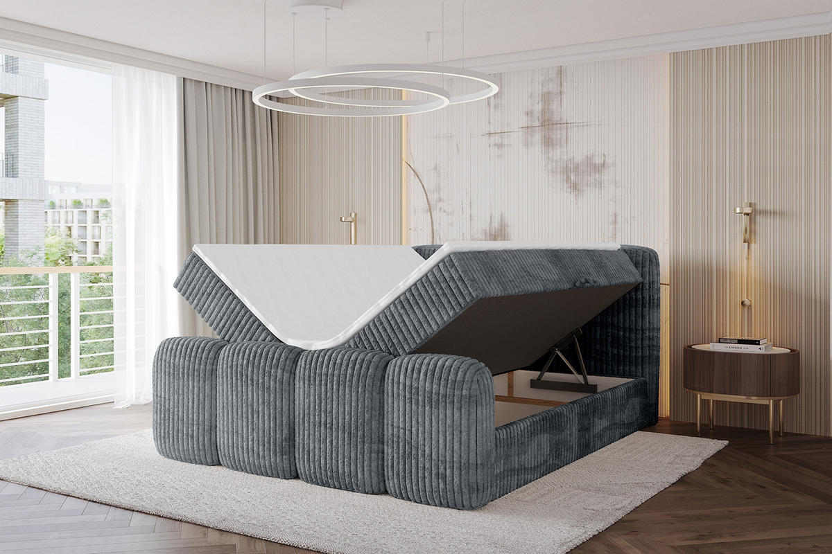 AMERICKÁ postel s matrací H4 a roštem – NINA-Z – 120 × 200 cm – tmavě šedá - barva břidlice, kompozitní dřevo (120/200cm) - ALTDECOR