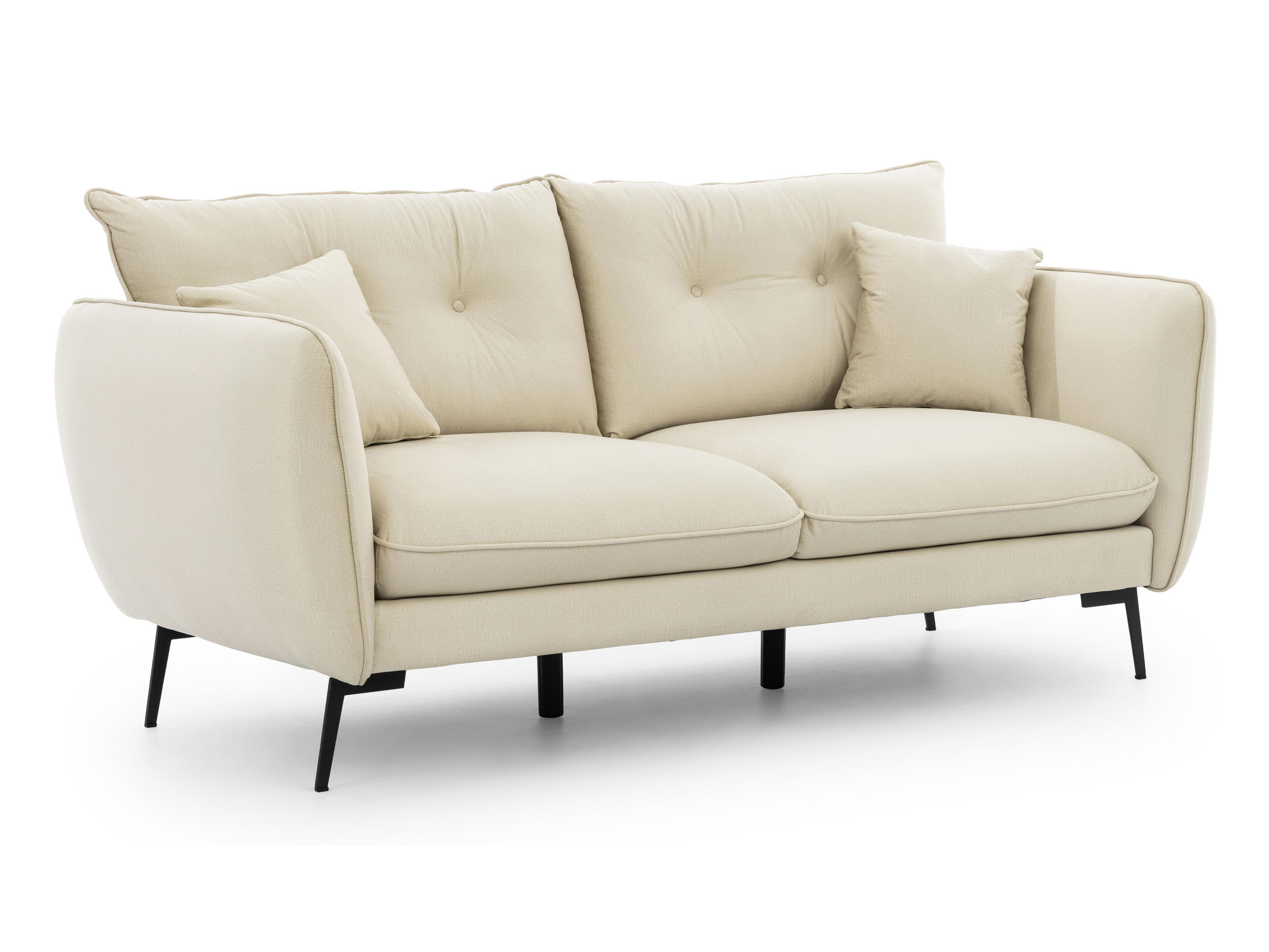 3-SITZER-SOFA Nordloft Beige Samt - Beige/Schwarz, Holz/Textil (204/86/100cm) - S-Style Möbel