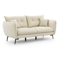 3-SITZER-SOFA Nordloft Beige Samt - Beige/Schwarz, Holz/Textil (204/86/100cm) - S-Style Möbel