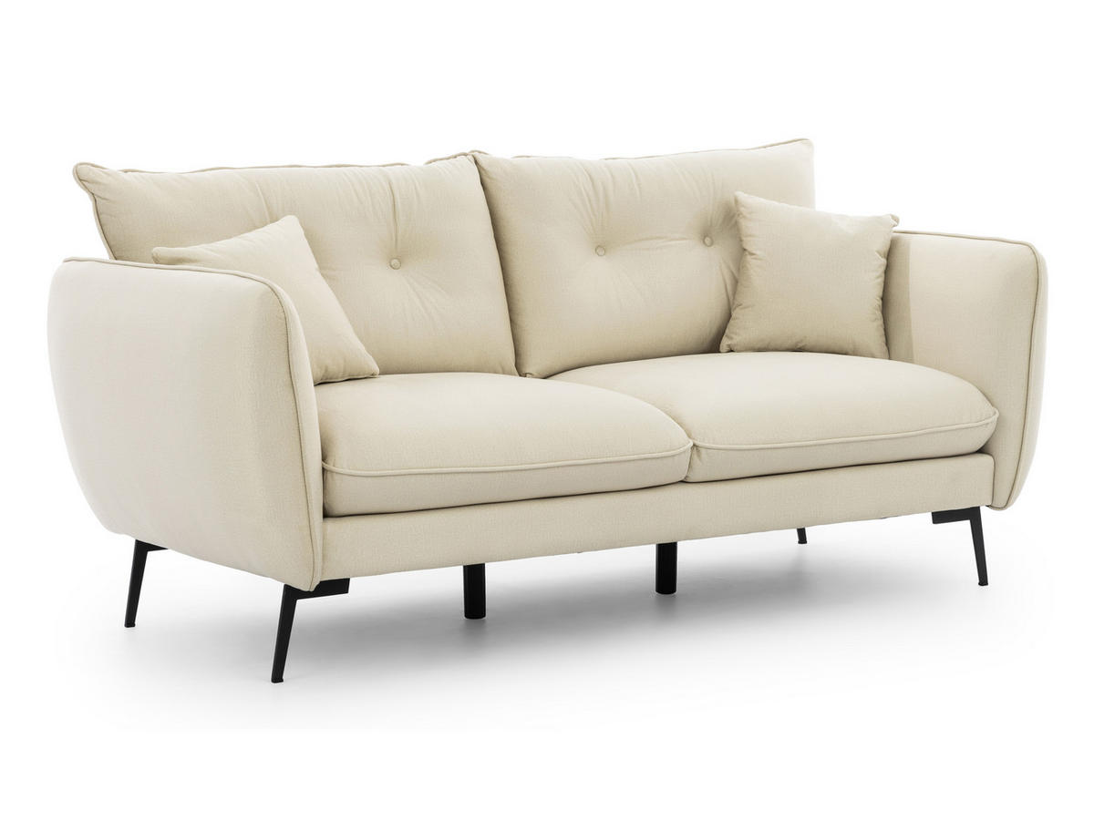 3-SITZER-SOFA Nordloft Beige Samt - Beige/Schwarz, Holz/Textil (204/86/100cm) - S-Style Möbel