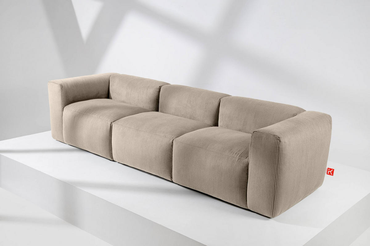 3-SITZER-MODULSOFA BUFFO mit extrem weicher und bequemer Sitzfläche, Kordstoff, beige - Beige, Textil (290/73/96cm) - KONSIMO®