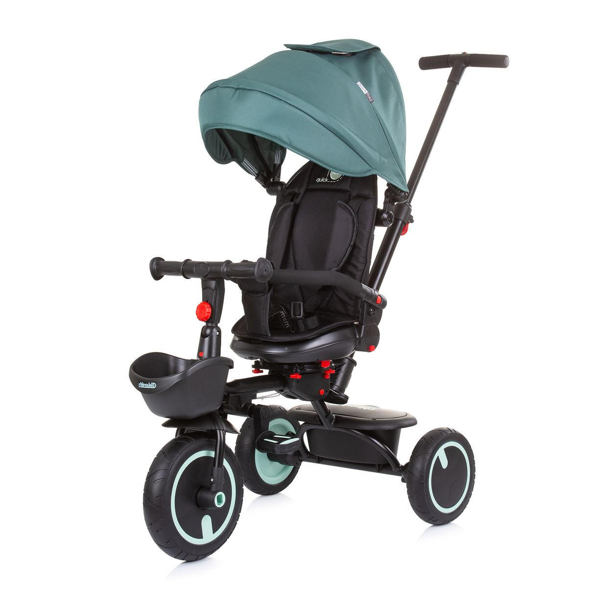DREIRAD Quick Fold 2 in 1 grün faltbar, Sitz umkehrbar, PU-Räder, bis 25 kg - Grün, Metall (102/51/98cm) - Chipolino