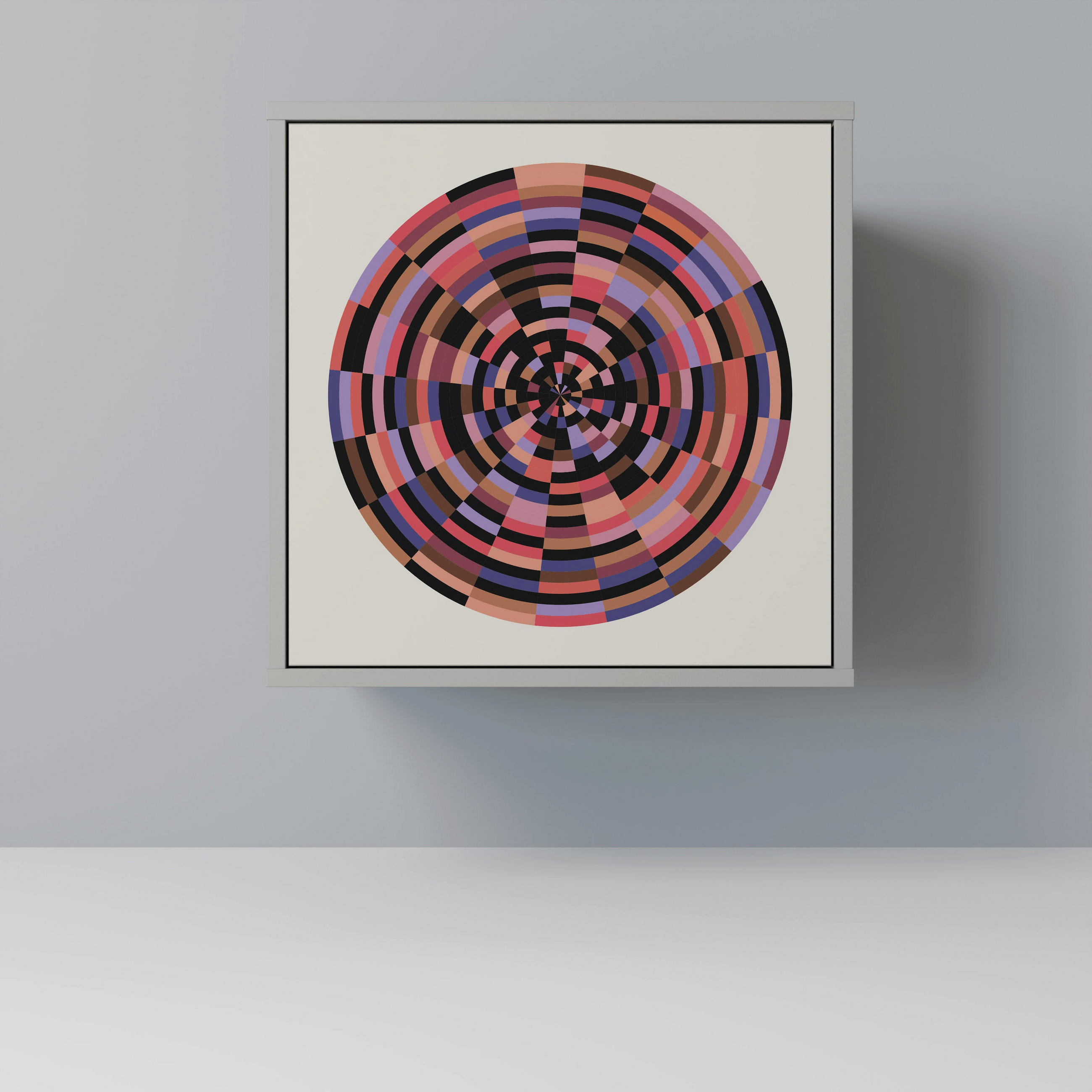 SIDEBOARD BROWN CIRCLES, Grau, 57,5x42x57,5 cm, Ohne Füße - Multicolor/Grau, Holzwerkstoff (57.5/57.5/42cm) - SpaceRebels