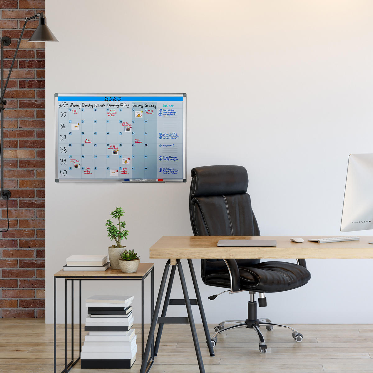 WHITEBOARD Planer - Weiß, Metall (90/60/5cm) - Relaxdays