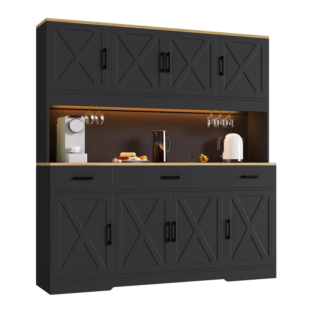 GESCHIRRSCHRANK Schwarz 150/40/180 - Schwarz, Holzwerkstoff (150/180/40cm)