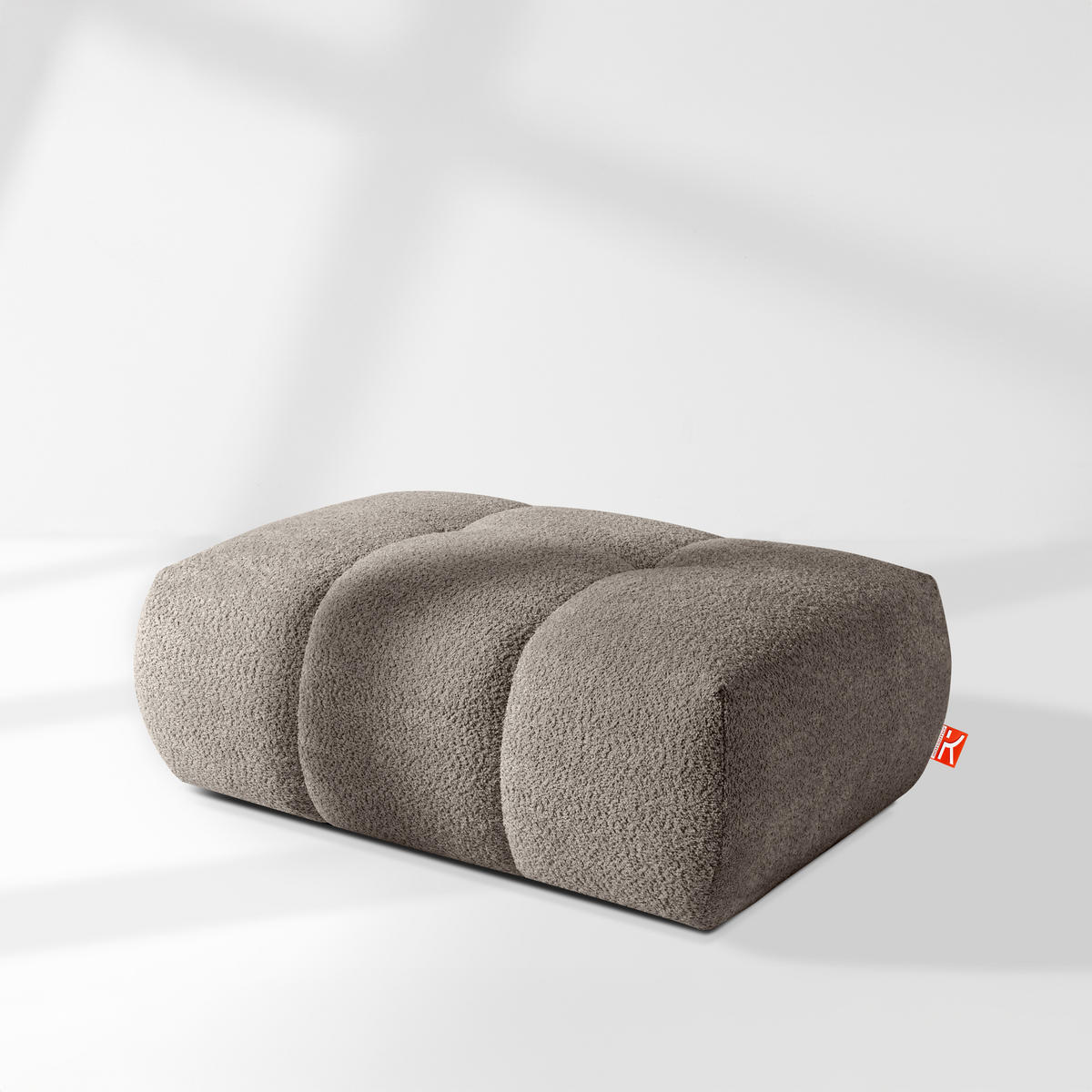 POUF LIRA, Grau, Bouclé - Grau, Holz/Holzwerkstoff (96/43/50cm) - KONSIMO®