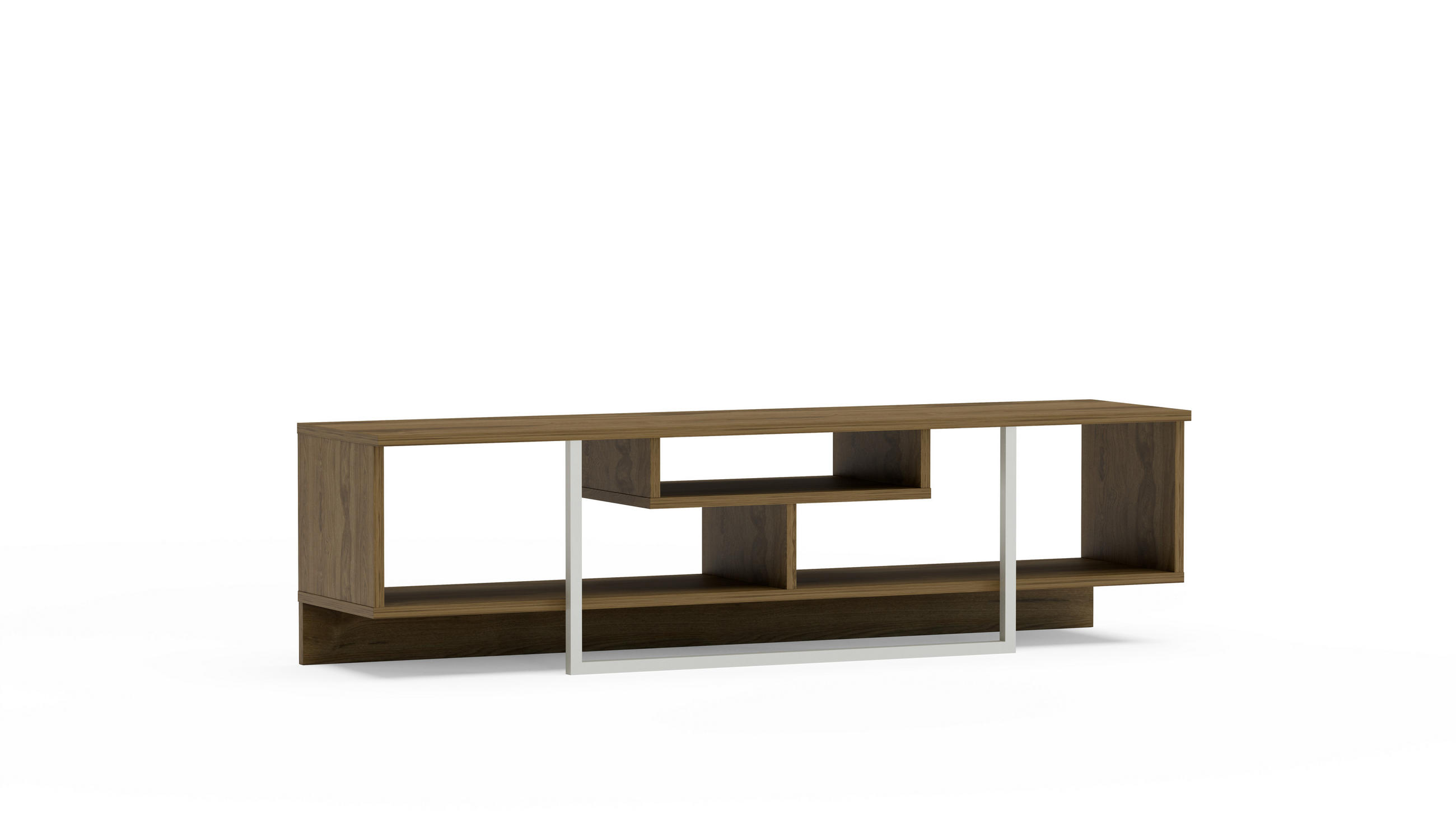 TV-ELEMENT Asal Weiss Eiche - Eichefarben/Schwarz, Holzwerkstoff (149.4/40/35.2cm) - Decorotika