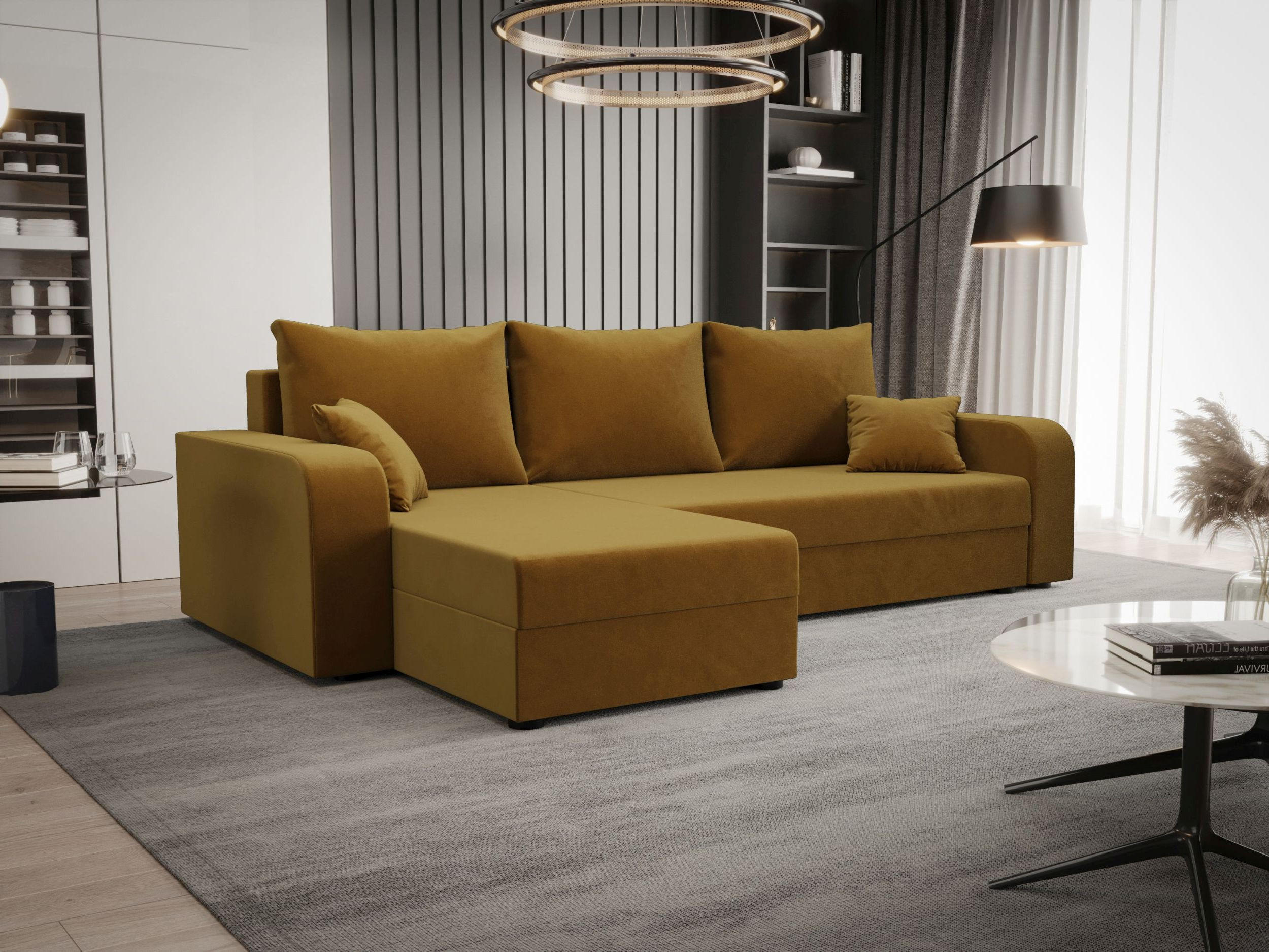 ECKSOFA HEWLET L BIS Itaka 33 Links mit Schlaffunktion - Currygelb, Textil (240/140cm) - Bedante
