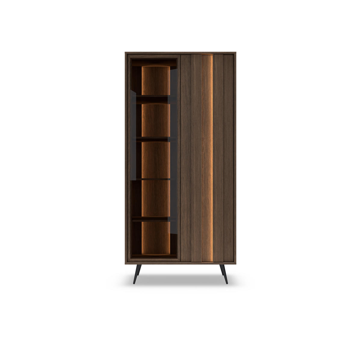 VITRINE: Dunin-Eiche, 93,5 x 196,4 x 40 cm - Eichefarben, Holzwerkstoff (93.5/196.4/40cm) - 3XE LIVING