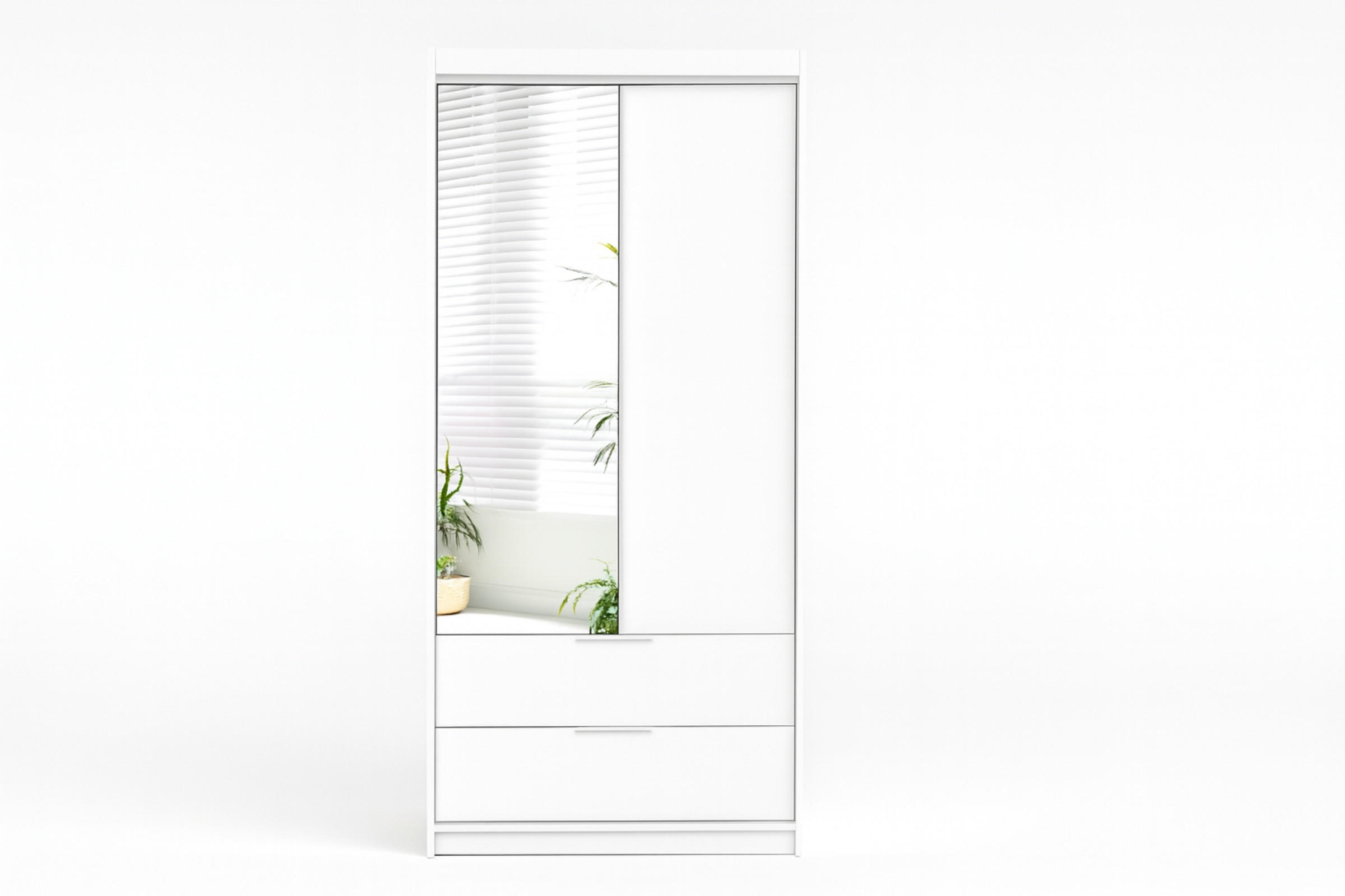 DREHTÜRENSCHRANK MAROKO 103/213/60 cm in Weiß matt - Weiß, Holzwerkstoff (103/60/213cm) - Deine Möbel 24