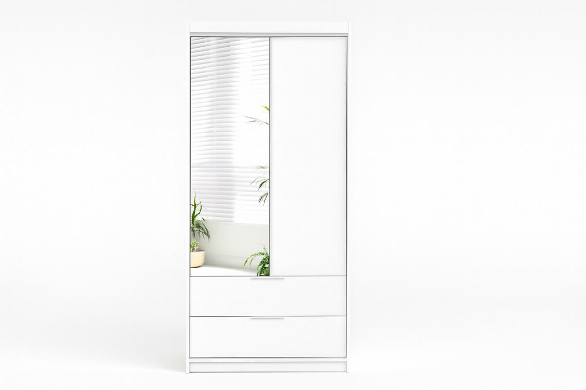 DREHTÜRENSCHRANK MAROKO 103/213/60 cm in Weiß matt - Weiß, Holzwerkstoff (103/60/213cm) - Deine Möbel 24