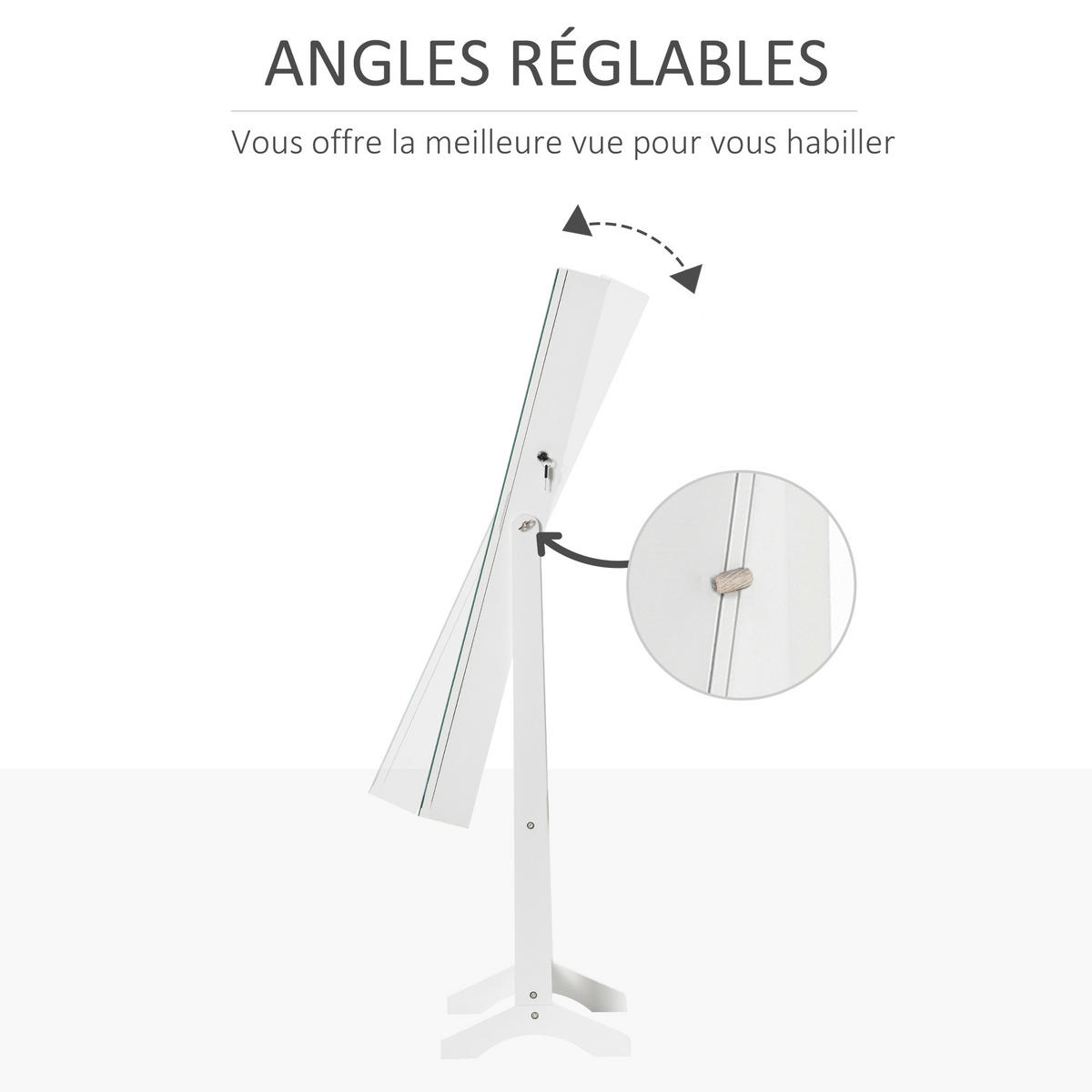 STANDSPIEGEL DE-18883 mit LED, Touchscreen Weiß - Weiß, Holzwerkstoff (46/151.5/36.5cm) - ComfortXL