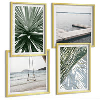 BILDER SET 4er Set - 50x50 cm & 40x60 cm Goldrahmen - Hängebrücke aus Palmenblättern - Goldfarben, Kunststoff (50/50cm) - TULUP