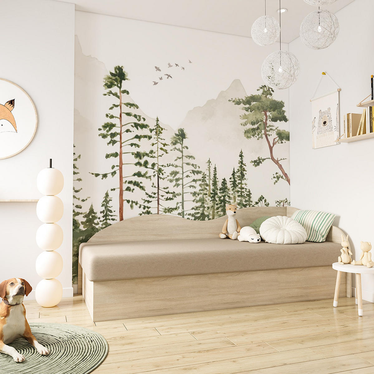 BETT SOLO Lattenrost, 80/200 in Aragon 20 - Beige/Sonoma Eiche, Holzwerkstoff - imoebel24