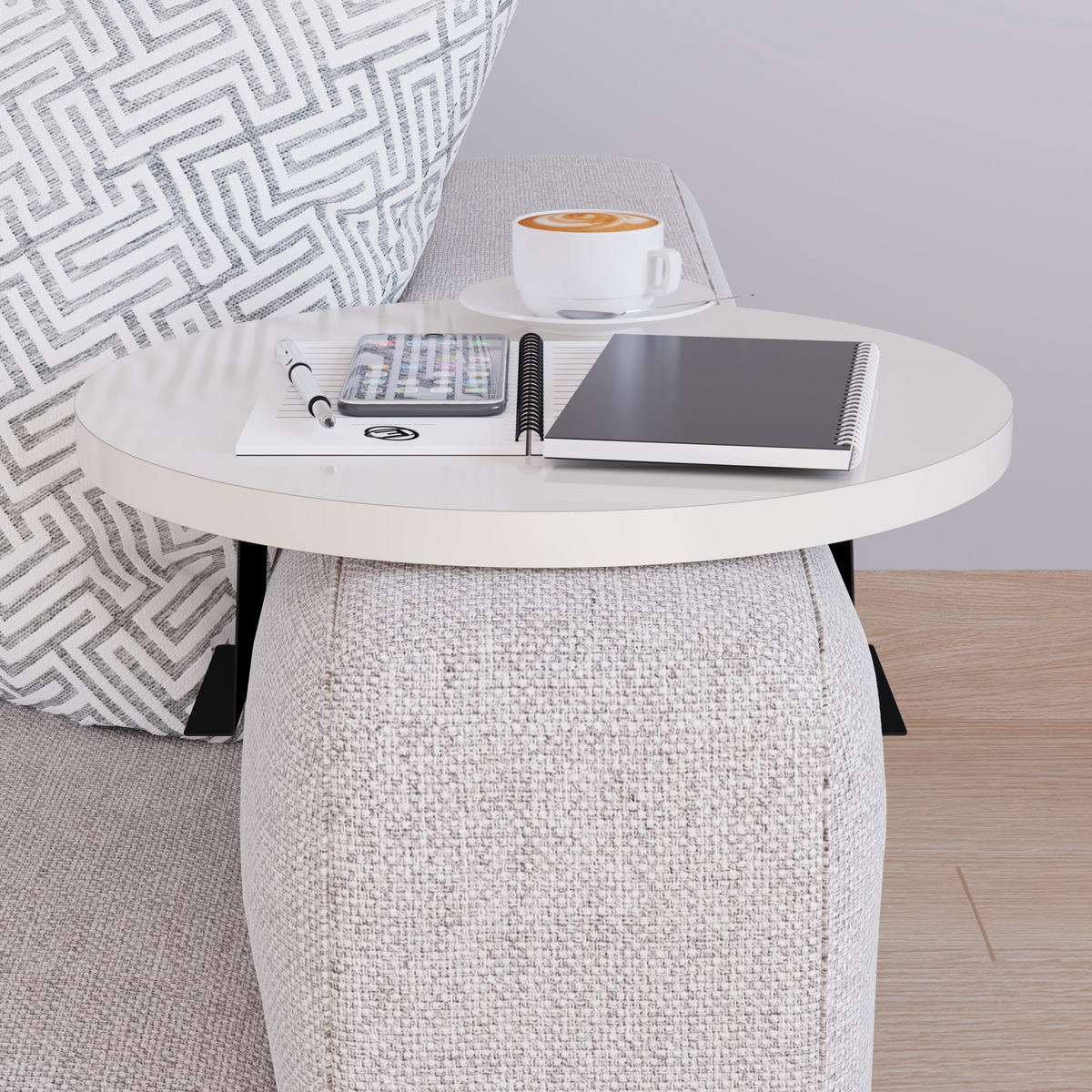 SOFATABLETT Kuleskyd - Creme, Holzwerkstoff/Metall (34/13.5/34cm) - [en.casa]
