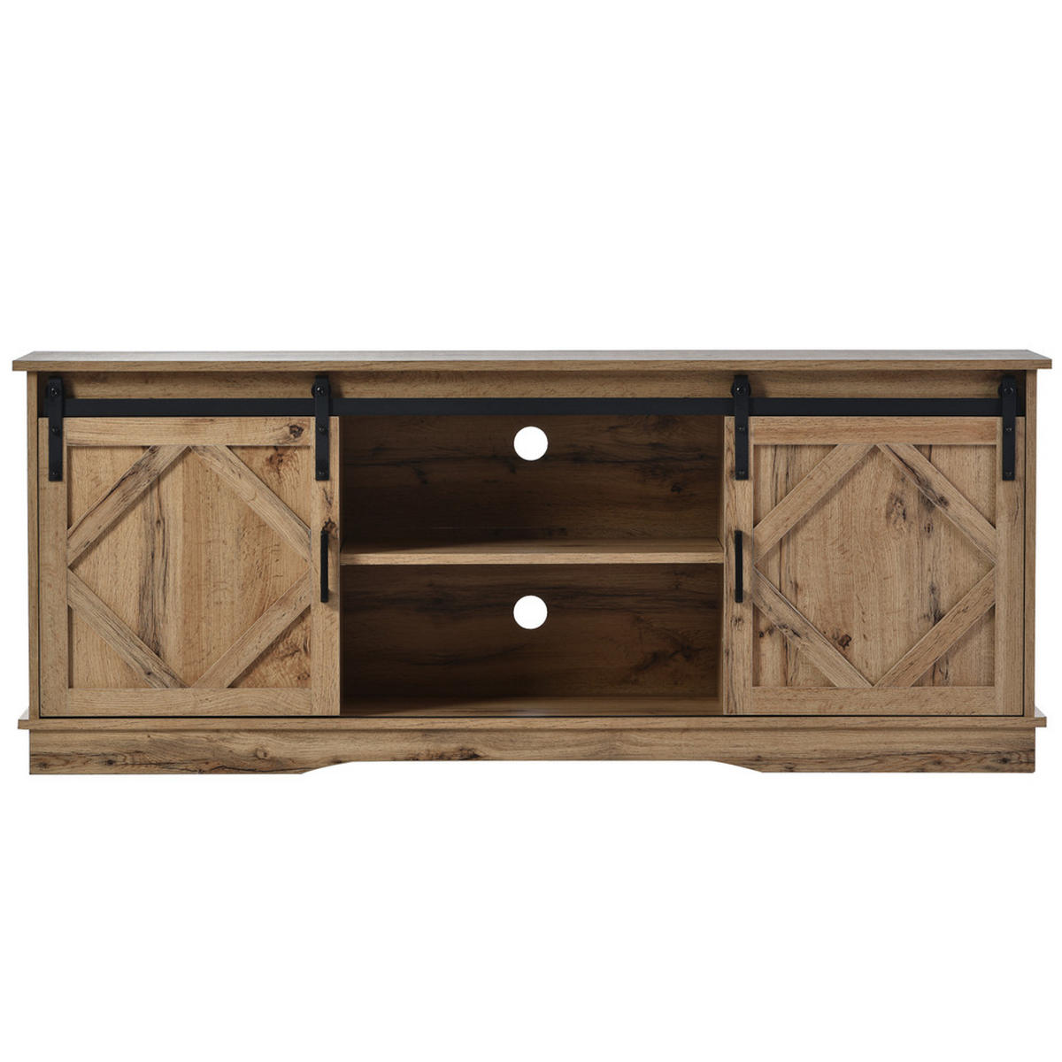 TV-SCHRANK Sideboard 2 Schiebetüren Landhaus Design Vintage Braun 150x40cm - Braun, Holz (51.5/15/64.5cm) - FLIEKS