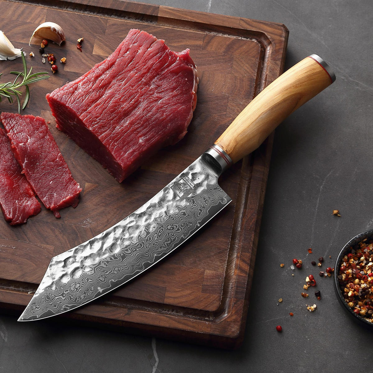 BLOCKMESSER 20 cm - Braun, Holz/Metall (34cm) - Zayiko