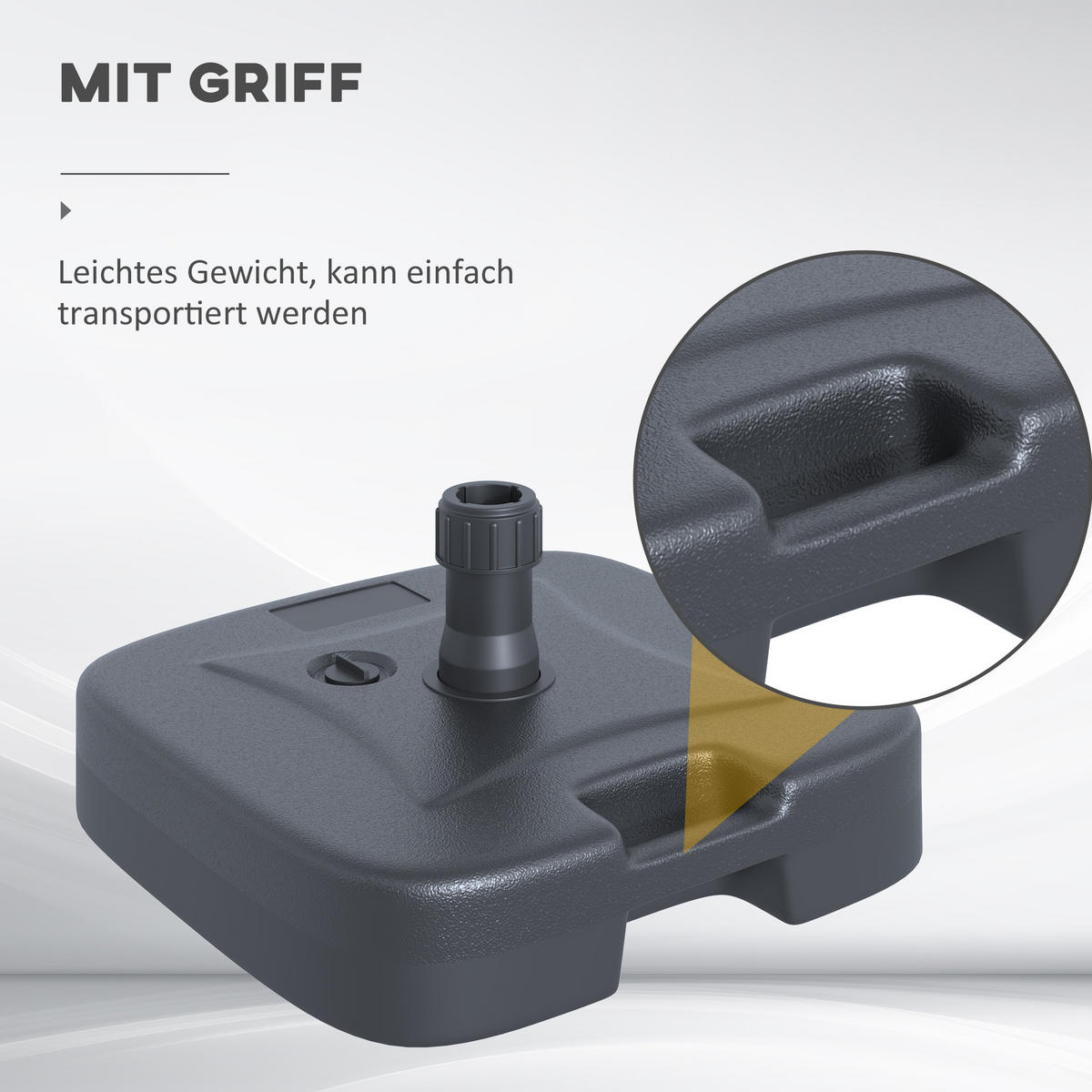 SONNENSCHIRMSTÄNDER befüllbar mit Sand Wasser abgerundete Ecken HDPE-Kunststoff Schwarz 46 x 45 x 26 cm bis zu 30 kg Netto Gewicht 1,6Kg - Schwarz, Kunststoff (45/46cm) - Outsunny