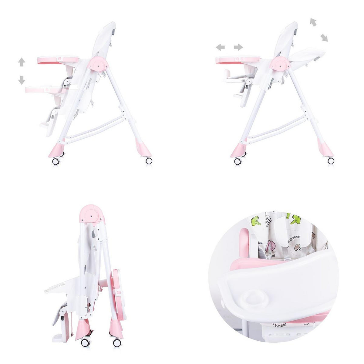HOCHSTUHL Bambino rosa Fußstütze verstellbar klappbar - Rosa, Kunststoff (50/110/80cm) - Chipolino