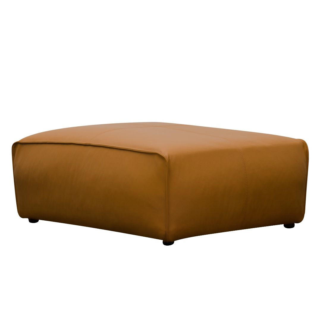 POLSTERHOCKER - Cognac/Schwarz, Leder (81/38/100cm) - home24