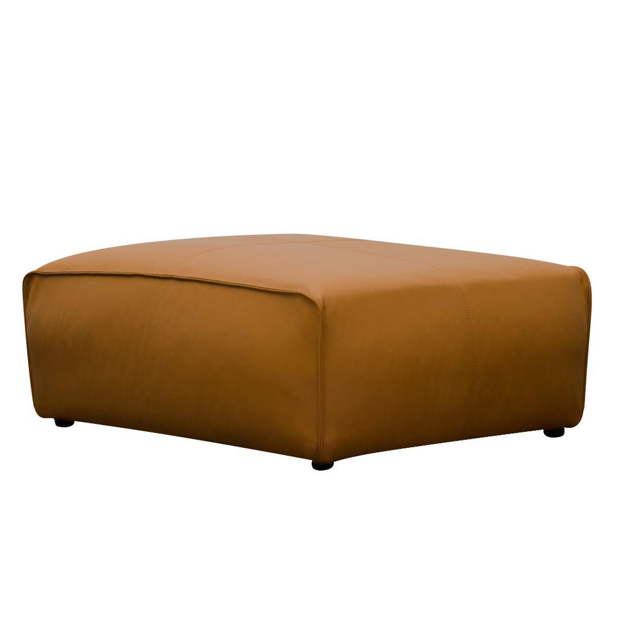 POLSTERHOCKER - Cognac/Schwarz, Leder (81/38/100cm) - home24