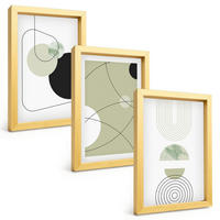 BILDER SET 3er Set - 20x30 cm Goldrahmen - Abstrakte Formen und Farben - Goldfarben, Kunststoff (20/30cm) - TULUP