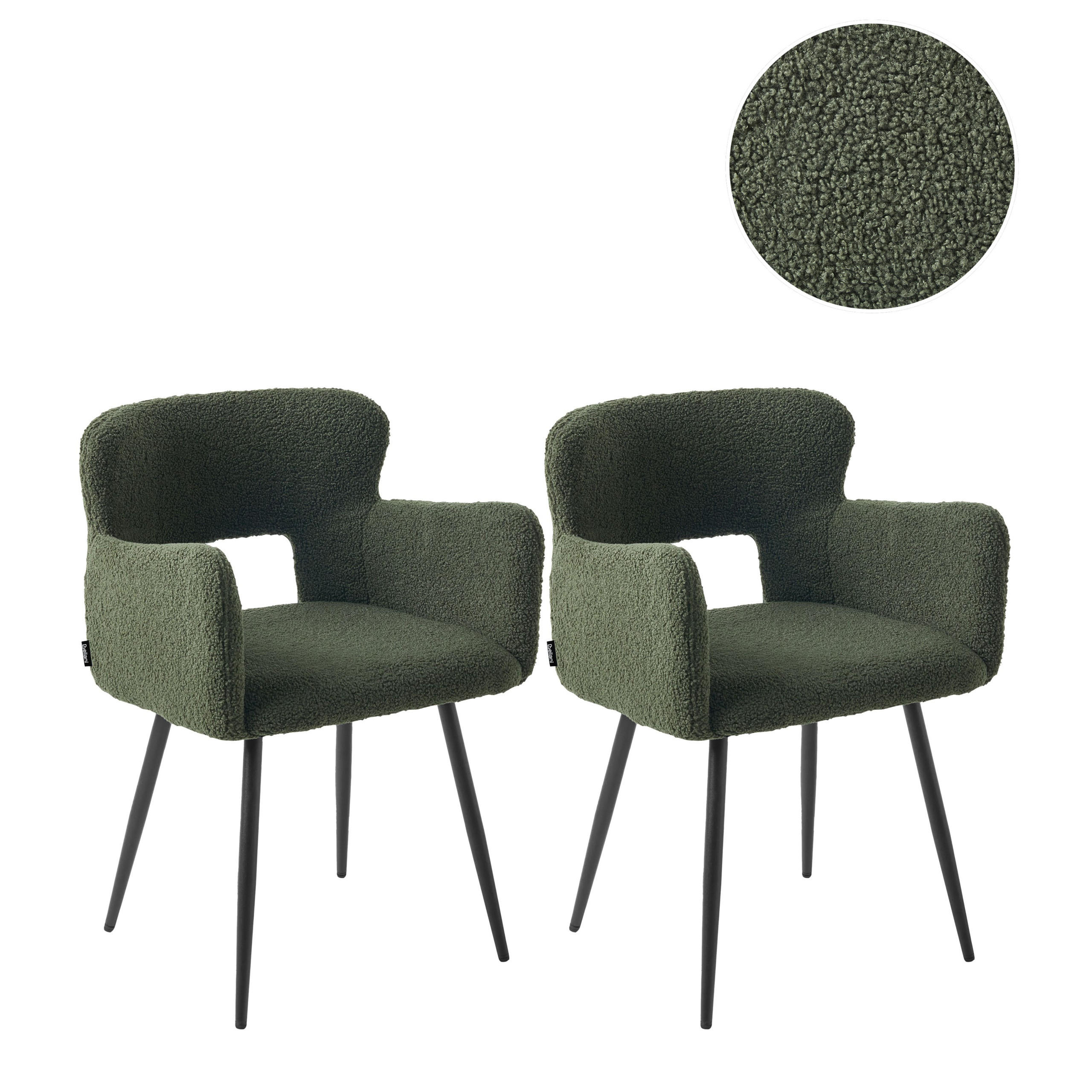 ÉTKEZŐSZÉK 2 darabos Szett Bársony Sötétzöld Sanilac - sötétzöld, textil/fém (54/76/50cm) - Beliani