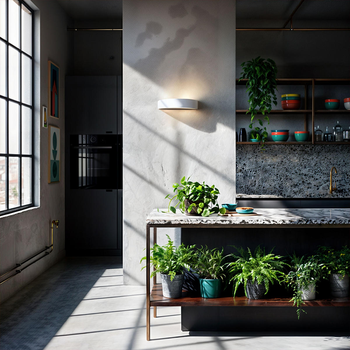 WANDLEUCHTE CRESCENT L gips 12 W - Weiß, Stein (125/95/51cm) - Rendl